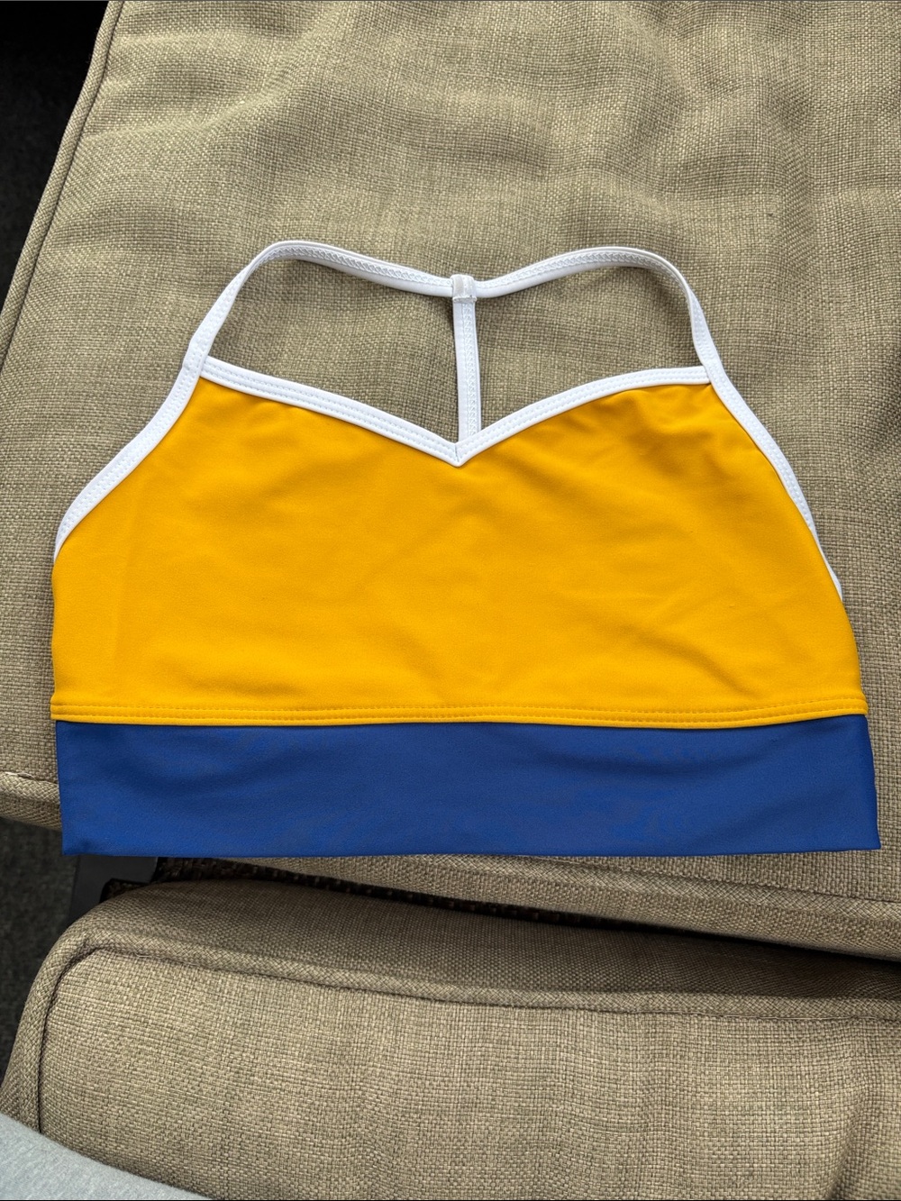Kids Yellow and Blue Bralette Top with White Trim